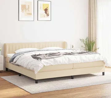 vidaXL Krevet s oprugama i madracem krem 200 x 200 cm od tkanine - Venlo
