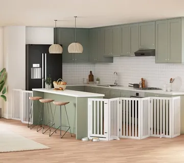 vidaXL Vrata za pse s vratašcima 9 panela sklopiva 450 cm drvo topole - Venlo