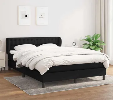 vidaXL Krevet s oprugama i madracem crni 140 x 190 cm od tkanine - Venlo