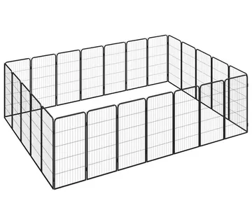 vidaXL Ograda za pse s 24 panela crna 50 x 100 cm čelik obložen prahom - Venlo