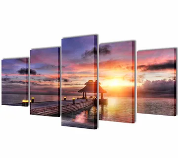 vidaXL Zidne Slike na Platnu Print Pješčane Plaže i Paviljona 200 x 100 cm - Venlo