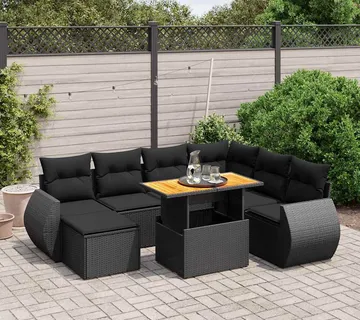vidaXL 8-dijelni set vrtnih sofa od poliratana s jastucima crni - Venlo