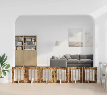 vidaXL Preklopna vrata za pse s postoljem 6 kom. Dimljeni hrast 362 cm - Venlo
