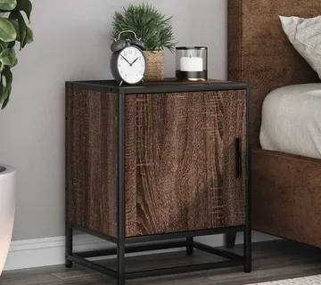 vidaXL Noćni ormarić smeđi hrast 40x31x50 cm Konstruirano drvo i metal - Venlo