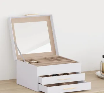 vidaXL Kutija za nakit s 3 sloja, bijela, 23 x 20,5 x 14 cm - Venlo