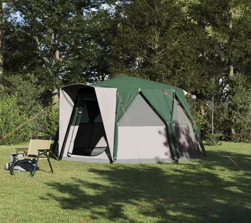 vidaXL Šator za 6 osoba s krovom s pohranom Zelena 425 x 396 x 222 cm - Venlo