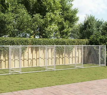 vidaXL Kavez za pse s vratima sivi 12x2x1,5 m od pocinčanog čelika - Venlo