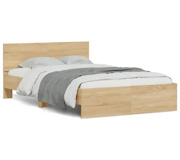 vidaXL Okvir za krevet s uzglavljem i LED boja hrasta sonome 120x190cm - Venlo