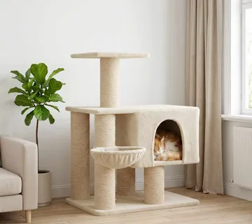 vidaXL Mačje drvo s sisalnim postoljima za grebanje Krem 96 cm - Venlo