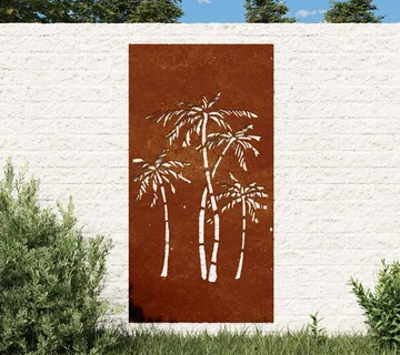 vidaXL Vrtni zidni ukras 105 x 55 cm čelik COR-TEN s uzorkom palme - Venlo