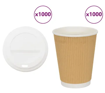 vidaXL papirnate šalice za kavu s poklopcima 1000 kom 16 oz 400 ml - Venlo