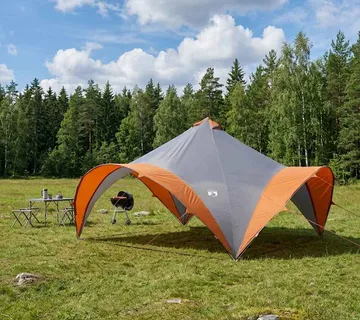 vidaXL Šator za zabave s krovom Siva i narančasta 500 x 500 x 350 cm - Venlo