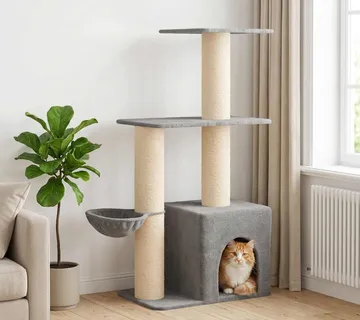 vidaXL Mačje drvo s sisalnim postoljima za grebanje Svjetlosiva 133 cm - Venlo