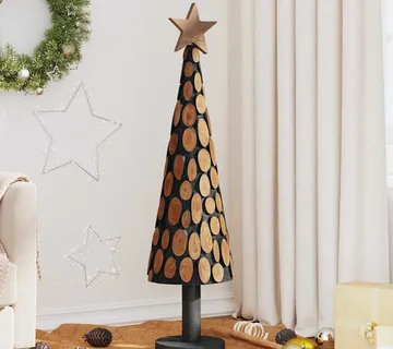 vidaXL Božićno drvce s stalakom Smeđa 120 cm Masivna tikovina - Venlo