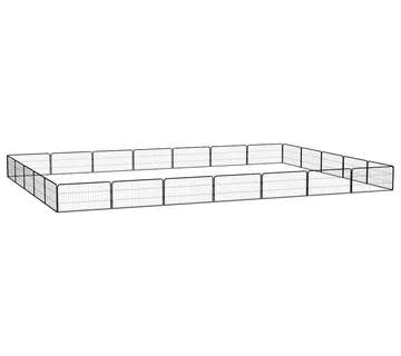 vidaXL Ograda za pse s 24 panela crna 100 x 50 cm čelik obložen prahom - Venlo