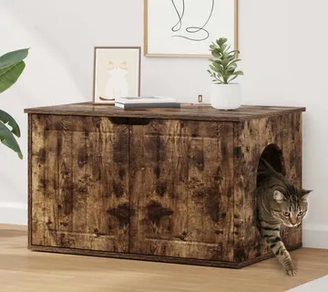 vidaXL Mačja Kuća Dimljeni hrast 85 x 55 x 50,5 cm Konstruirano drvo - Venlo