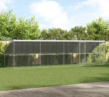 vidaXL Kućica za pse 4 kom. Srebrno 8 x 2 x 2 m Pocinčani čelik - Venlo