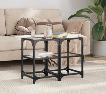 vidaXL Stolići s prozirnom staklenom površinom 2 kom 30x30x45 cm čelik - Venlo