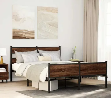 vidaXL Okvir kreveta bez madraca smeđi hrast 140x190 cm izrađeno drvo - Venlo