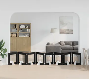 vidaXL Preklopna vrata za pse s postoljem 8 kom. Crni hrast 60 cm - Venlo