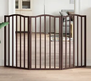 vidaXL Vrata za pse s 3 panela sklopiva smeđi hrast 150 cm drva topole - Venlo