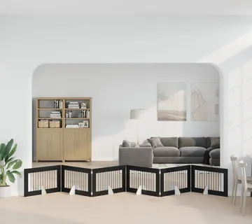 vidaXL Preklopna vrata za pse s postoljem 6 kom. Crni hrast 602 cm - Venlo