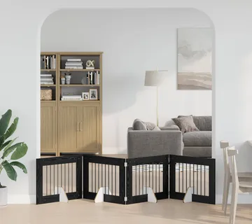 vidaXL Preklopna vrata za pse s postoljem 4 kom. Crni hrast 321 cm - Venlo