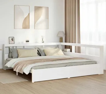 vidaXL Krevet s regalom z knjige bez madraca bijeli 180x200cm borovina - Venlo
