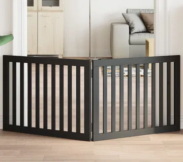 vidaXL Vrata za pse s 2 panela sklopiva crna 160 cm od drva topole - Venlo