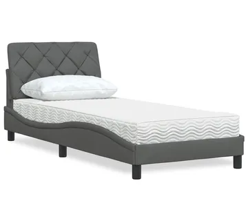 vidaXL Krevet s madracem tamnosivi 90x200 cm od tkanine - Venlo