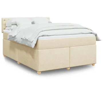 vidaXL Krevet s oprugama i madracem krem 140x200 cm od tkanine - Venlo