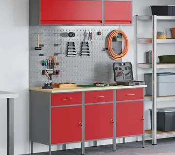 vidaXL Set radnih ormarića s ladicama s pohranom 8 kom. Crvena - Venlo