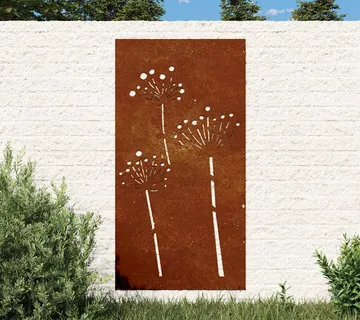 vidaXL Vrtni zidni ukras 105 x 55 cm čelik COR-TEN s cvjetnim uzorkom - Venlo