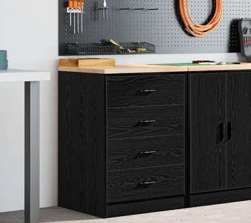 vidaXL Garažni ormar za odlaganje crni 60x51x85 cm masivne borovine - Venlo