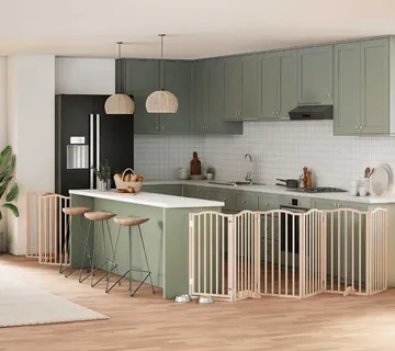vidaXL Vrata za pse s vratašcima 9 panela sklopiva 450 cm drvo topole - Venlo