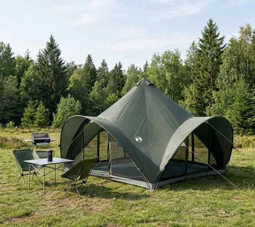vidaXL Tipi šator s krovom Vojska zelena 6 osoba Poliester i čelik - Venlo