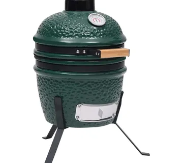 vidaXL 2-u-1 roštilj s pušnicom Kamado keramički 56 cm zeleni - Venlo