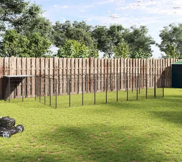 vidaXL Kavez za pse crni 19,36 m² čelični - Venlo