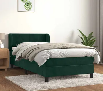 vidaXL Box spring krevet s madracem tamnozeleni 90x190 cm baršunasti - Venlo
