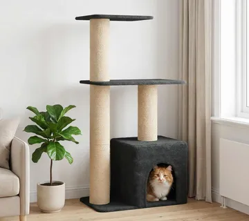 vidaXL Mačje drvo s sisalnim postoljima za grebanje Tamnosiva 133 cm - Venlo