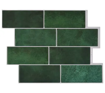 vidaXL Subway pločica 10 kom. Tamnozelena 29 x 21 cm Poliuretan i PET - Venlo