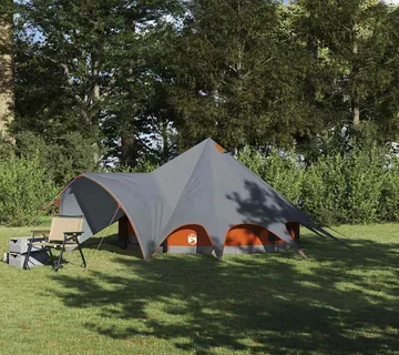 vidaXL Teepee šator za 3 osobe 3-osobni Siva i narančasta - Venlo