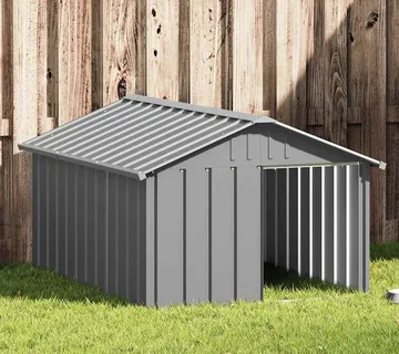 vidaXL Kućica za pse sivi 116,5 x 153 x 81,5 cm pocinčani čelik - Venlo