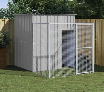 vidaXL Kućica za pse s igralištem svjetlosiva 165x251x181 cm čelična - Venlo