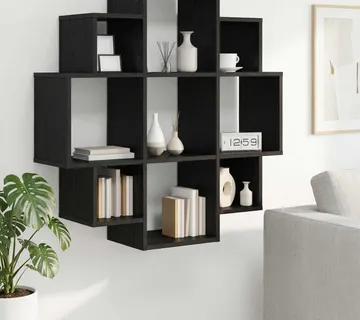 vidaXL Polica na zidu Crni hrast 90 x 25 x 90 cm Konstruirano drvo - Venlo