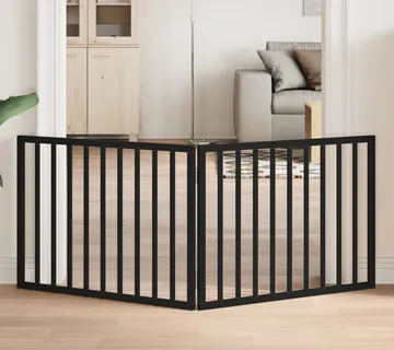vidaXL Sklopiva vrata za pse, 2 panela, crna, 160 cm, drvo topole - Venlo