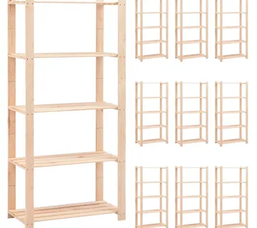 vidaXL Stalci za pohranu 5 razina 10 kom 80x38x170 cm borovina 250 kg - Venlo