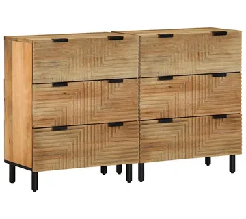 vidaXL Komoda 2 kom smeđa 60x33x75 cm Puno drvo Mango - Venlo