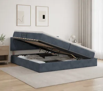 vidaXL Krevet s od storage s uzglavljem Tamnosiva 200 x 200 cm Baršun - Venlo
