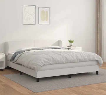 vidaXL Krevet s oprugama i madracem bijeli 180x200 cm umjetna koža - Venlo